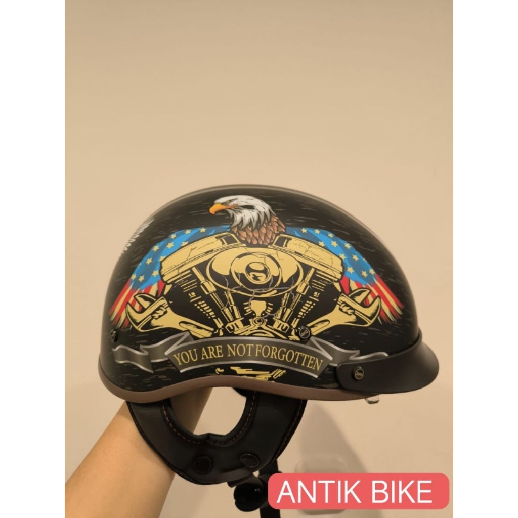 Classic RETRO half helmet Mesin 2 with clear visor allsize