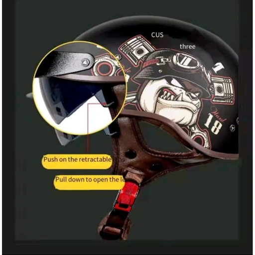 HALF HELMET BULLDOG OPEN FACE WITH VISOR