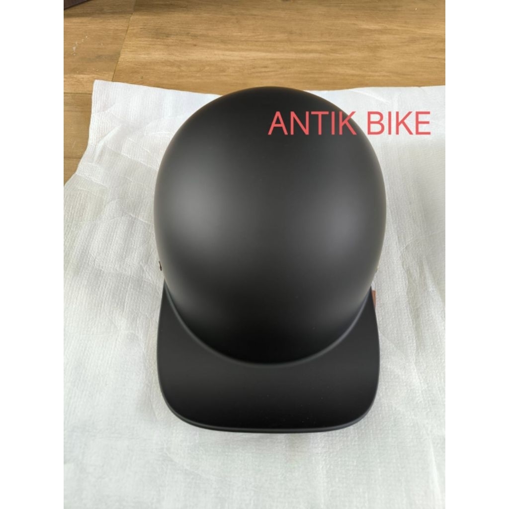 HALF helmet OPEN FACE  Black DOFF WITH VISOR RETRO CLASSIC ALL SIZE UNISEX IMPORT