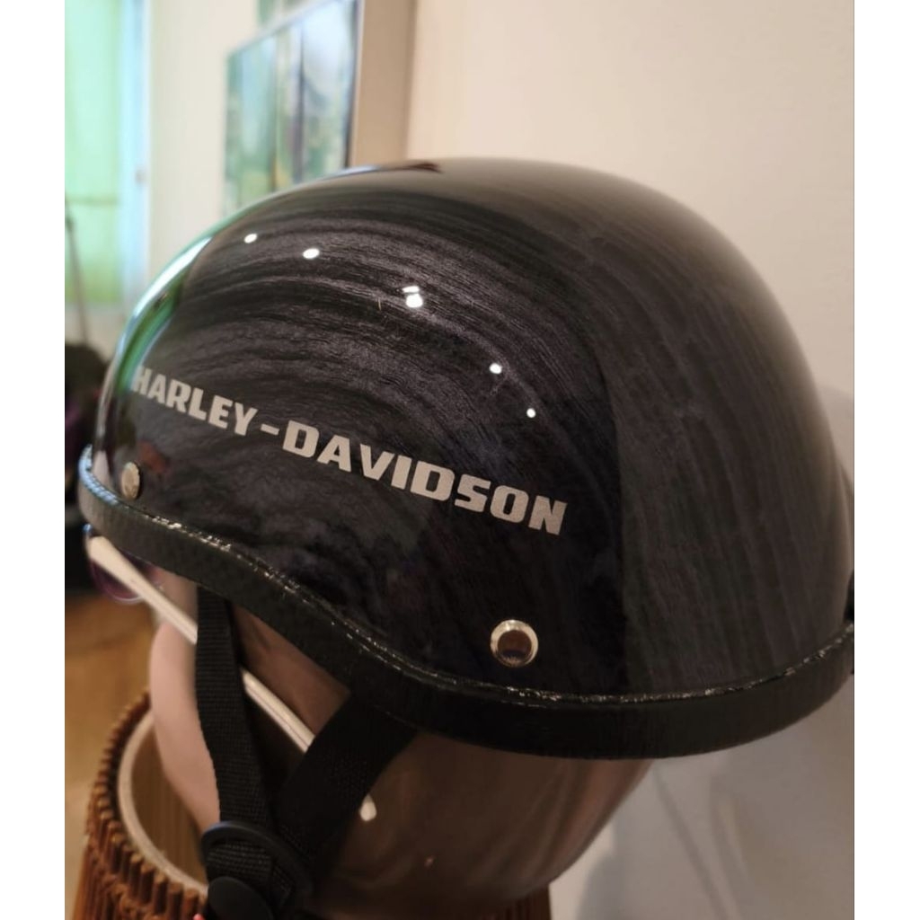 HELM CETOK OPEN FACE HITAM ABU MOTIF Harley Davidson motorcycle unisex allsize