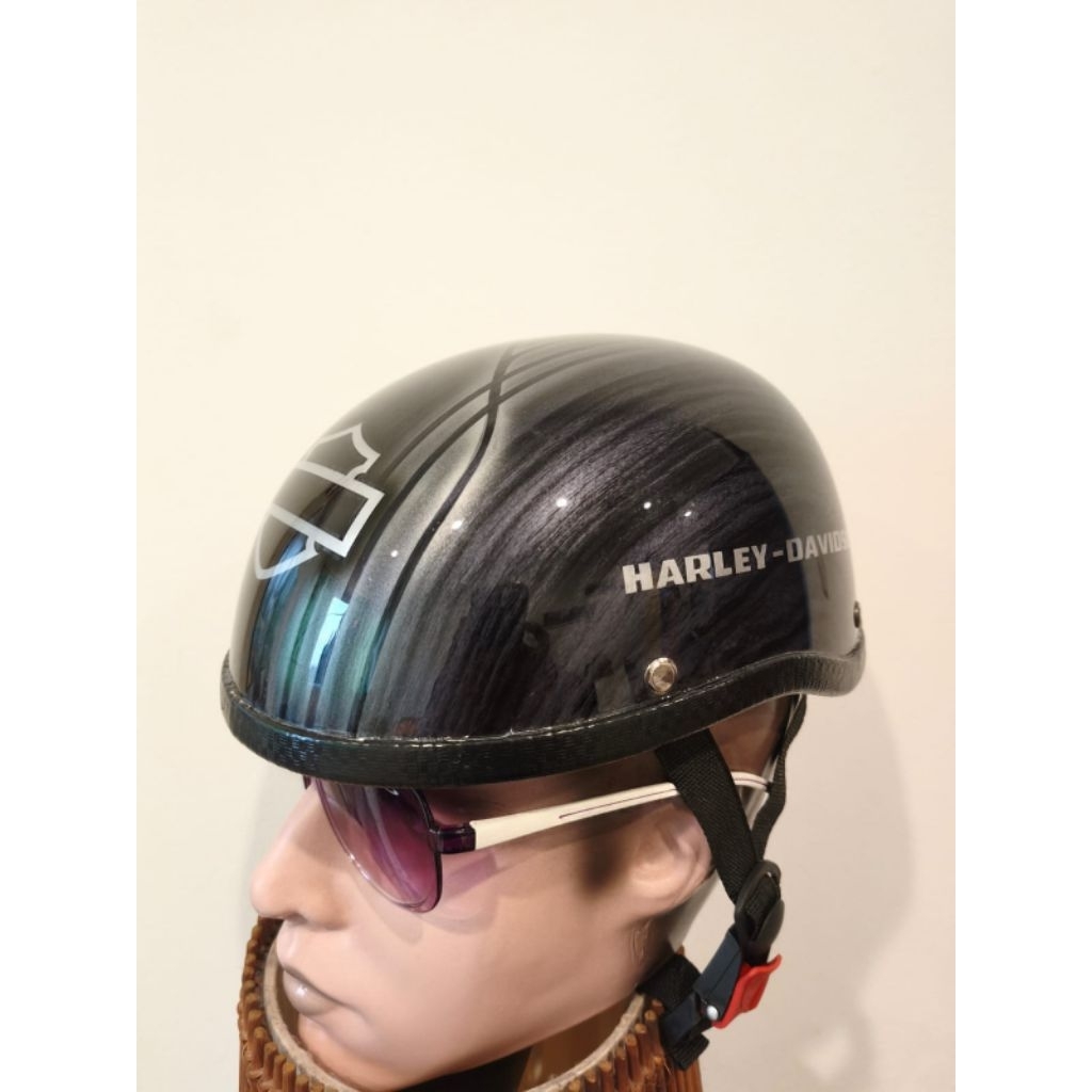 HELM CETOK OPEN FACE HITAM ABU MOTIF Harley Davidson motorcycle unisex allsize