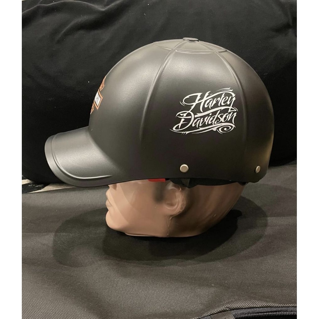 HALF HELMET UNIQUE MODEL BASEBALL CAP MOTIF HARLEY DAVIDSON MOTORCYCLE BLack allsize UNISEX LIGHT WEIGHT 0.6kg