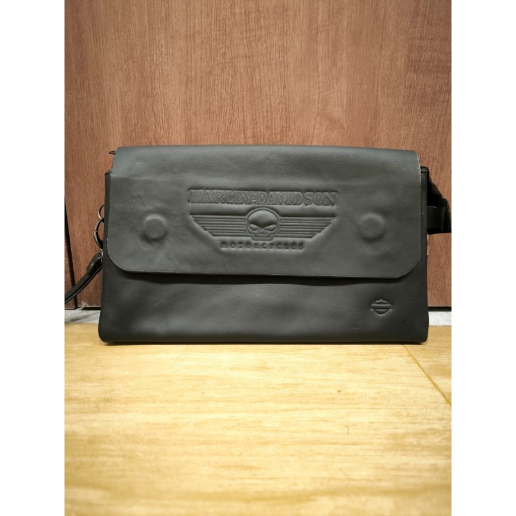 HANDBAG GENUINE LEATHER HITAM KULIT ASLI MOTIF HARLEY DAVIDSON