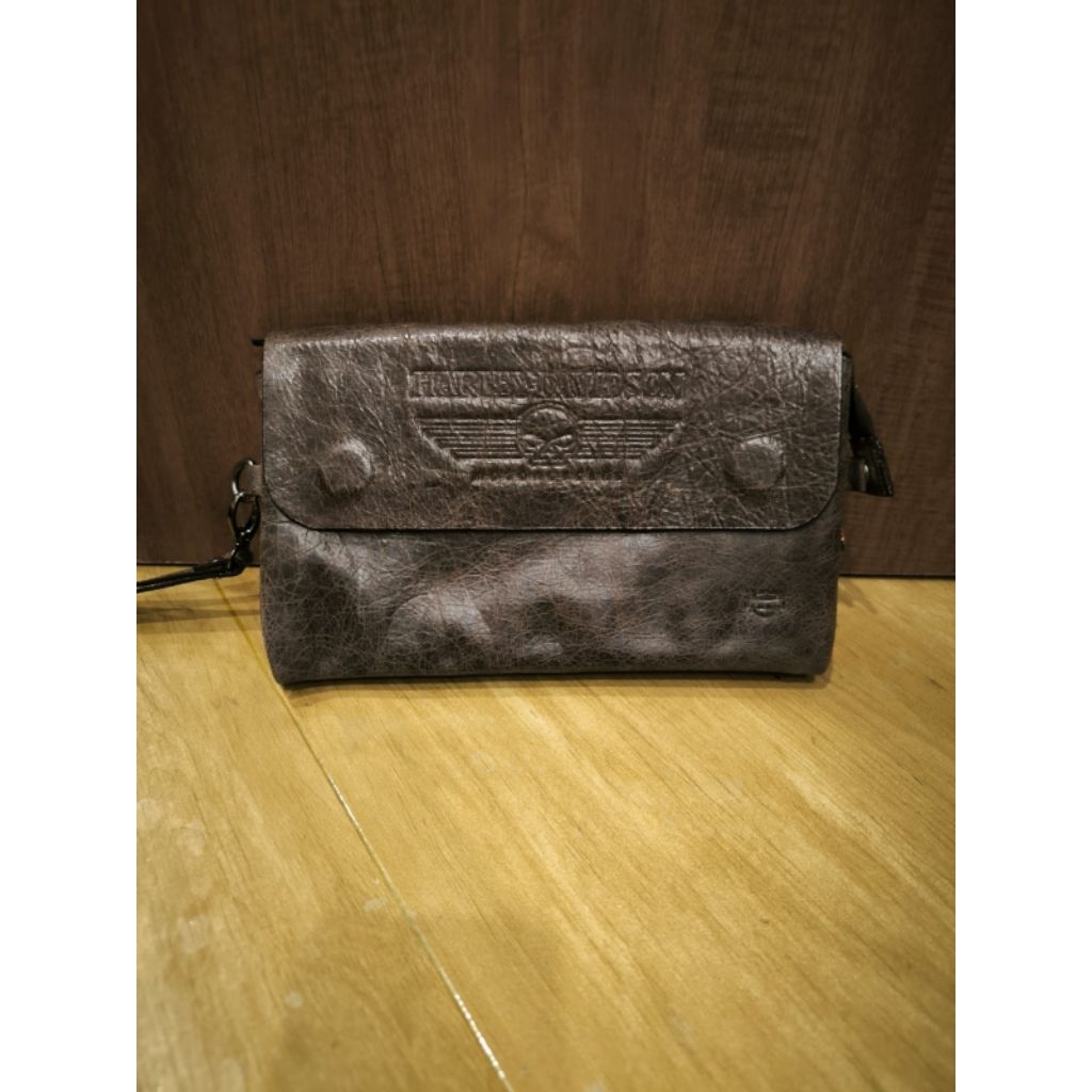 HANDBAG GENUINE LEATHER COKLAT KULIT ASLI MOTIF HARLEY DAVIDSON