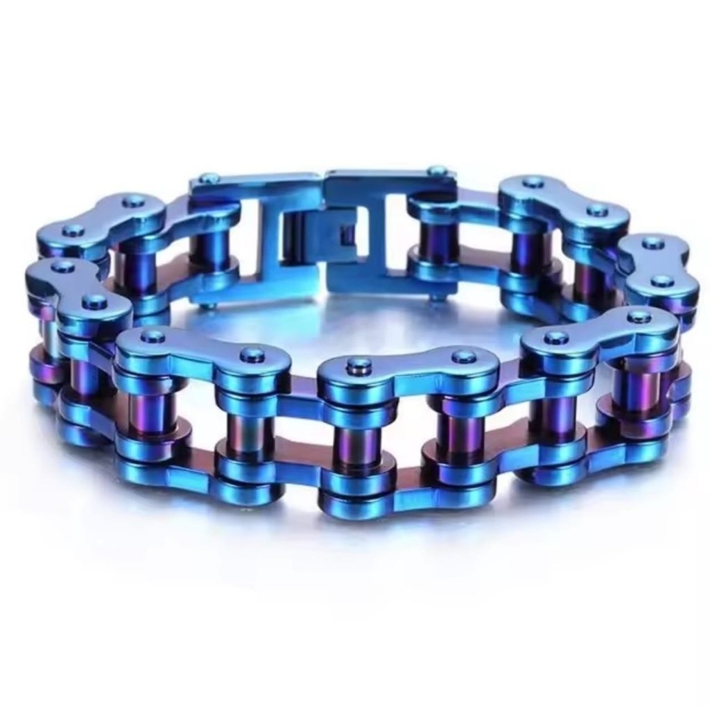 bracelet rainbow BLUE biker motorcycle chain