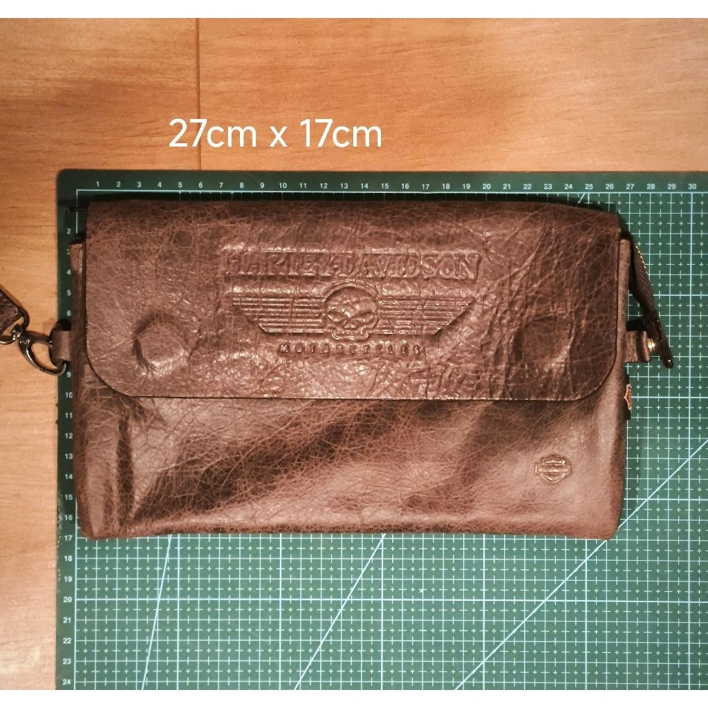 HANDBAG GENUINE LEATHER COKLAT KULIT ASLI MOTIF HARLEY DAVIDSON