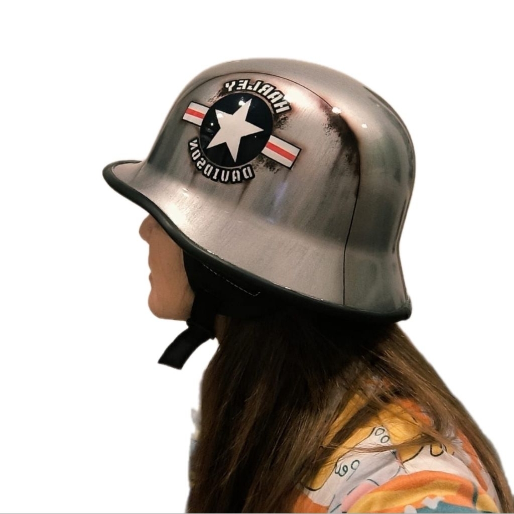 HELM OLD SCHOOL SILVER  KHUSUS UNTUK WANITA DAN ANAK LAKI LAKI UNISEX HD
