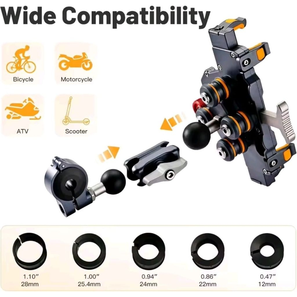 UNIVERSAL MOTORCYCLE PHONE HOLDER ALLOY ANTI SHAKE