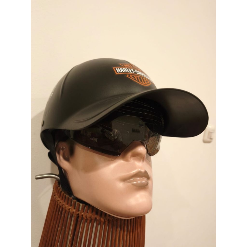 HALF HELMET UNIQUE MODEL BASEBALL CAP MOTIF HARLEY DAVIDSON MOTORCYCLE BLack allsize UNISEX LIGHT WEIGHT 0.6kg