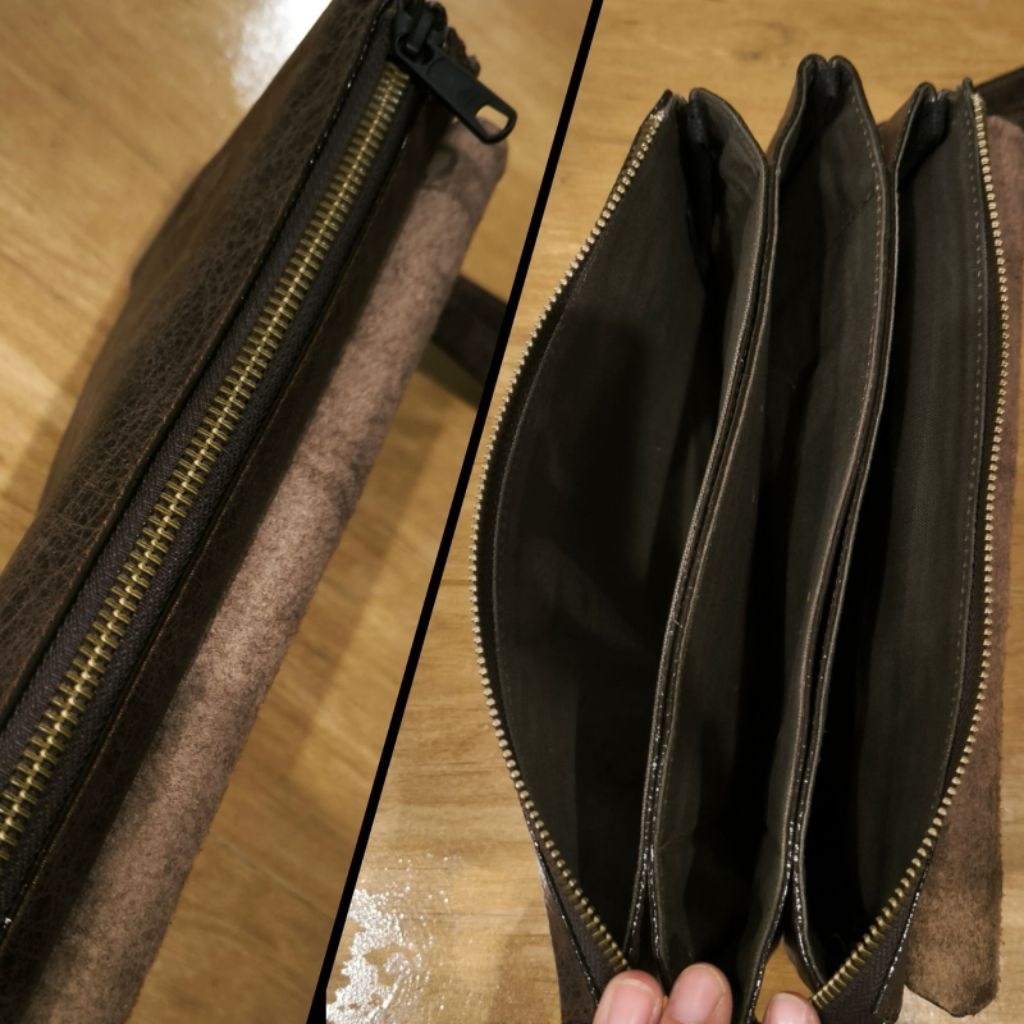 HANDBAG GENUINE LEATHER COKLAT KULIT ASLI MOTIF HARLEY DAVIDSON