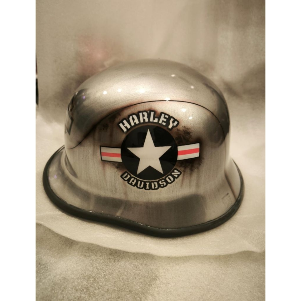 HELM OLD SCHOOL SILVER  KHUSUS UNTUK WANITA DAN ANAK LAKI LAKI UNISEX HD