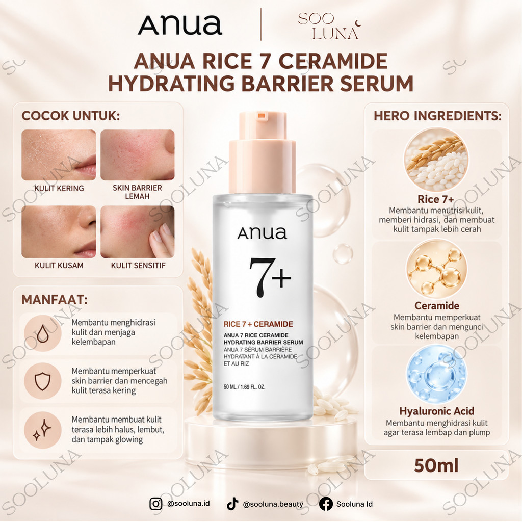 Anua Rice 7 Ceramide Hydrating Barrier Serum 50ml