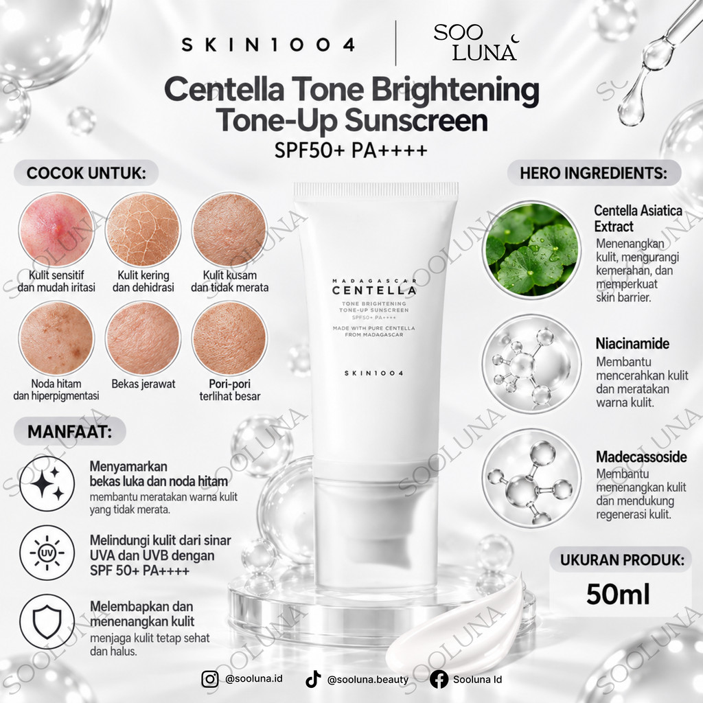 SKIN1004 Centella Tone Brightening Tone-Up Sunscreen SPF50+ PA++++ 50ml