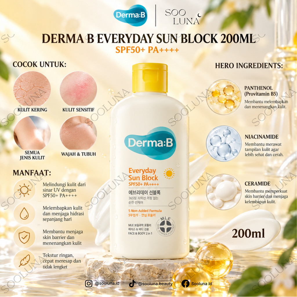 Derma B Everyday Sun Block 200ml SPF50+ PA++++