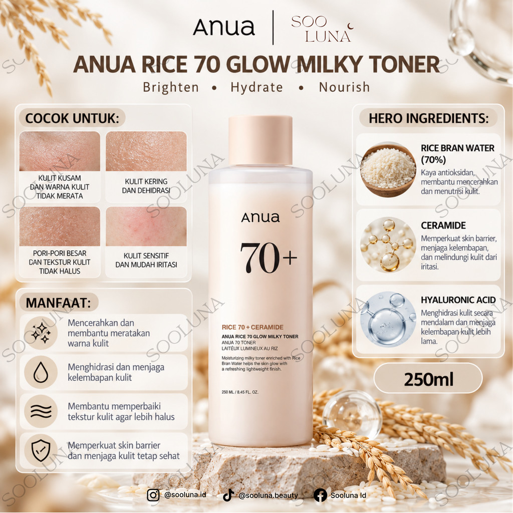 Anua Rice 70 Glow Milky Toner 250ml