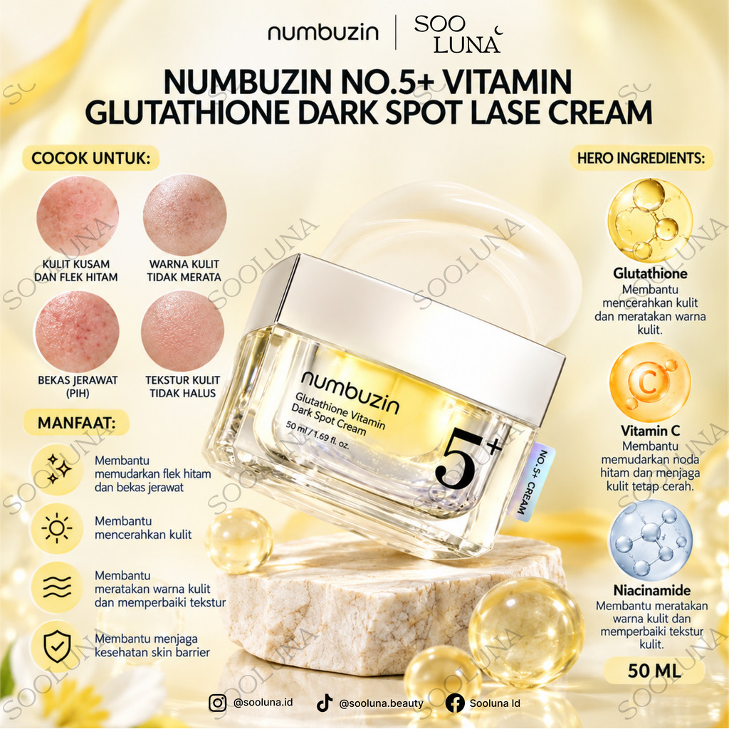 Numbuzin NO.5+ VITAMIN GLUTATHIONE DARK SPOT LASE CREAM 50ML