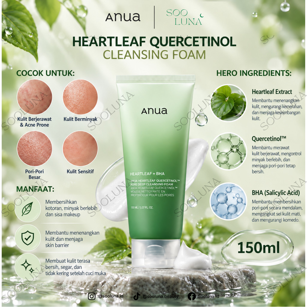Anua Heartleaf Quercetinol Cleansing Foam 150ml