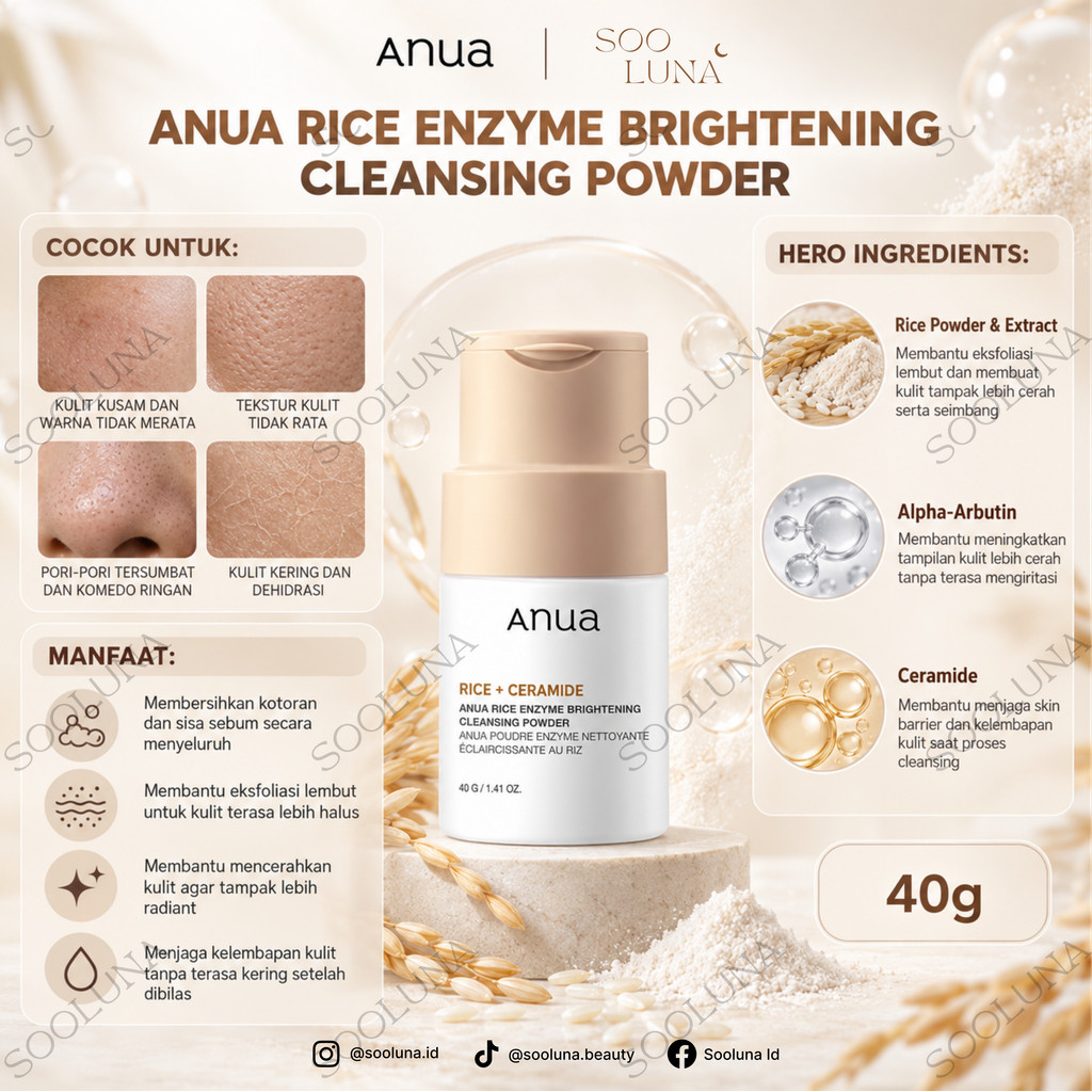 Anua Rice Enzyme Brightening Cleansing Powder 40g