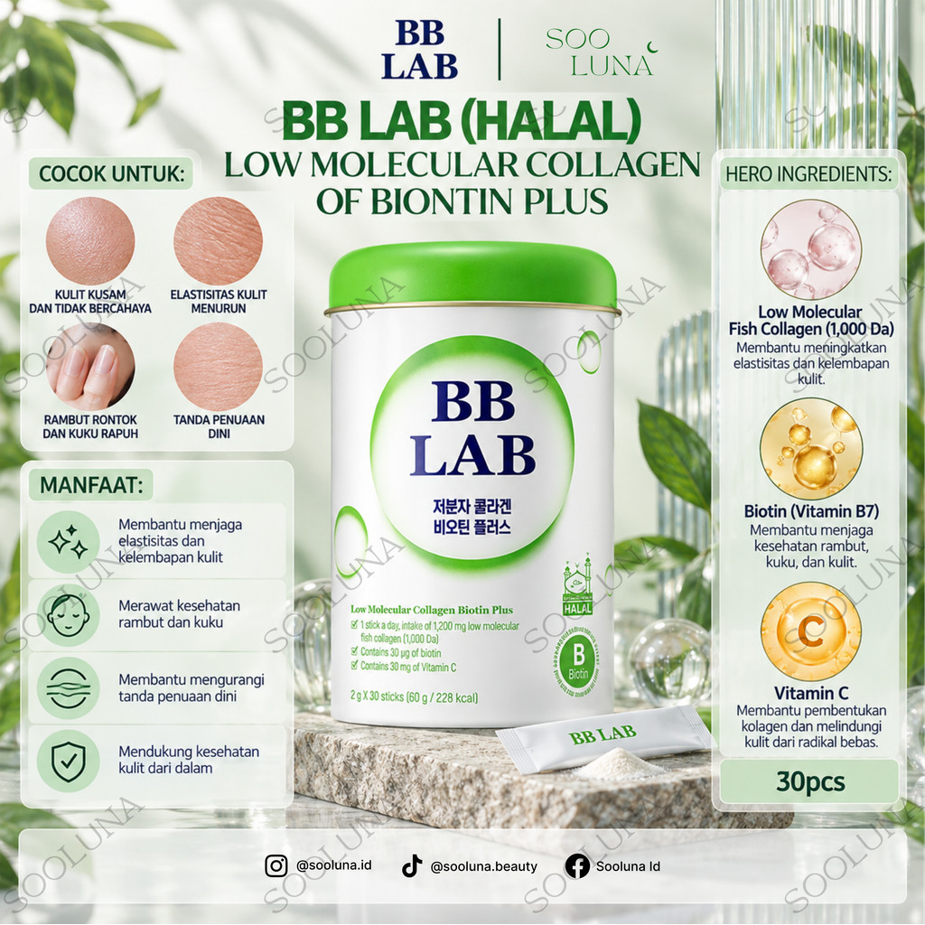 BB Lab (Halal) Low Molecular Collagen of Biontin Plus (isi 30 sachet)