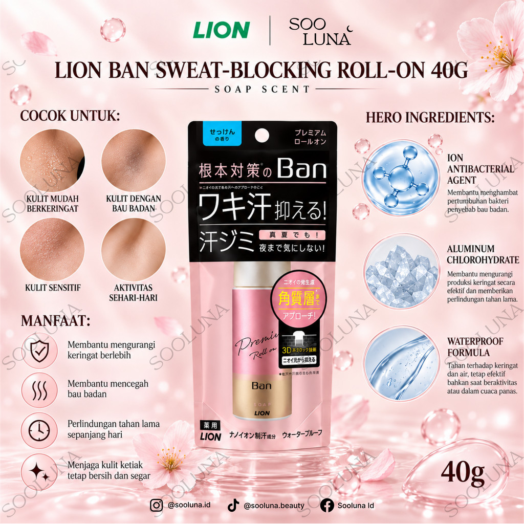 Lion Ban Sweat-Blocking Roll-On 40g Soap