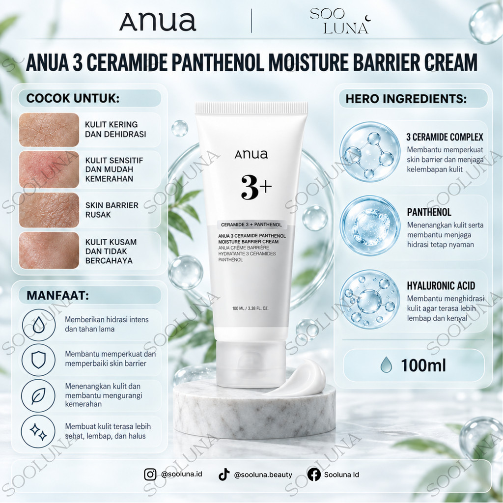 Anua 3 Ceramide Panthenol Moisture Barrier Cream 100ml