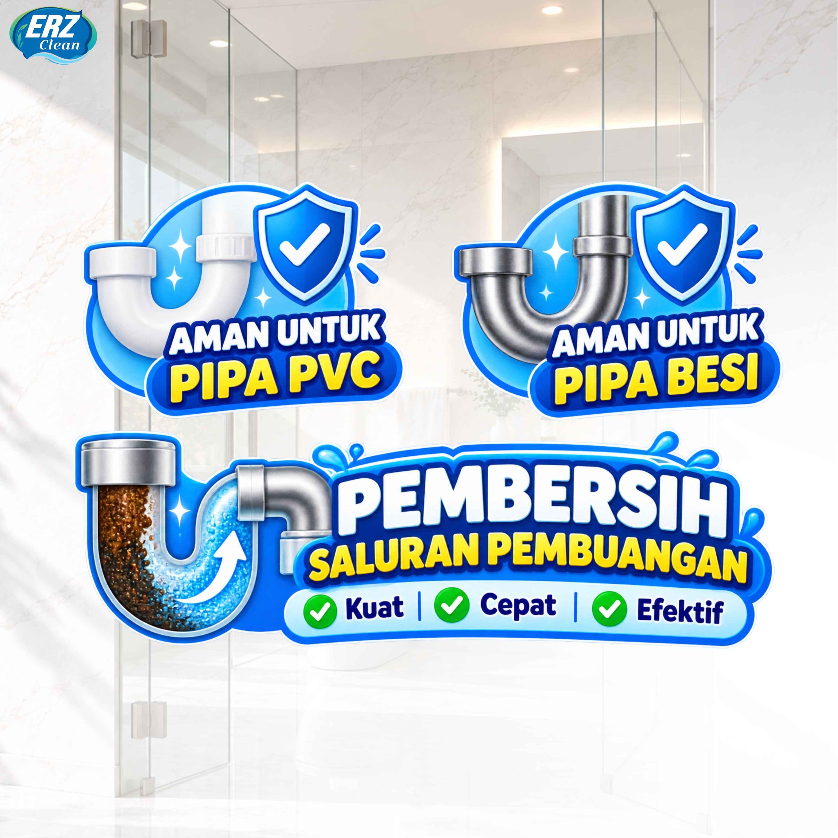 ERZ Clean Serbuk Anti Sumbat Saluran Pembuangan Air Pipa Toilet Wastafel Ampuh