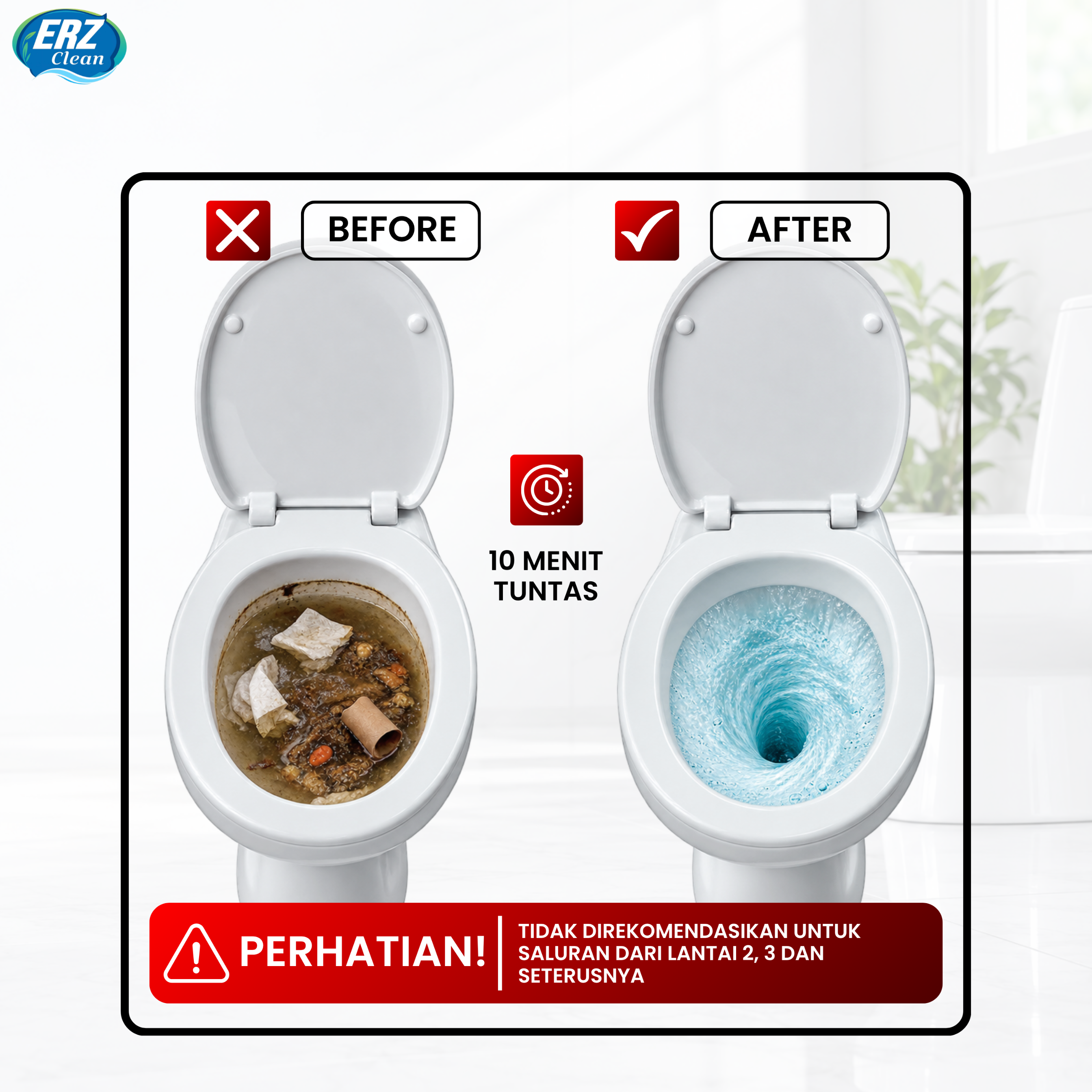 ERZ CLEAN ANTI SUMBAT 1200 Gram dan 1700 gram - Drain Clog Remover - Cairan Pelancar Saluran Air yang tersumbat - Anti Sumbat Merah - Anti Sumbat ERZ CLEAN / Anti Sumbat Wc Saluran Air Wastafel Mampet Yang Bekerja Dengan Cepat dan Praktis