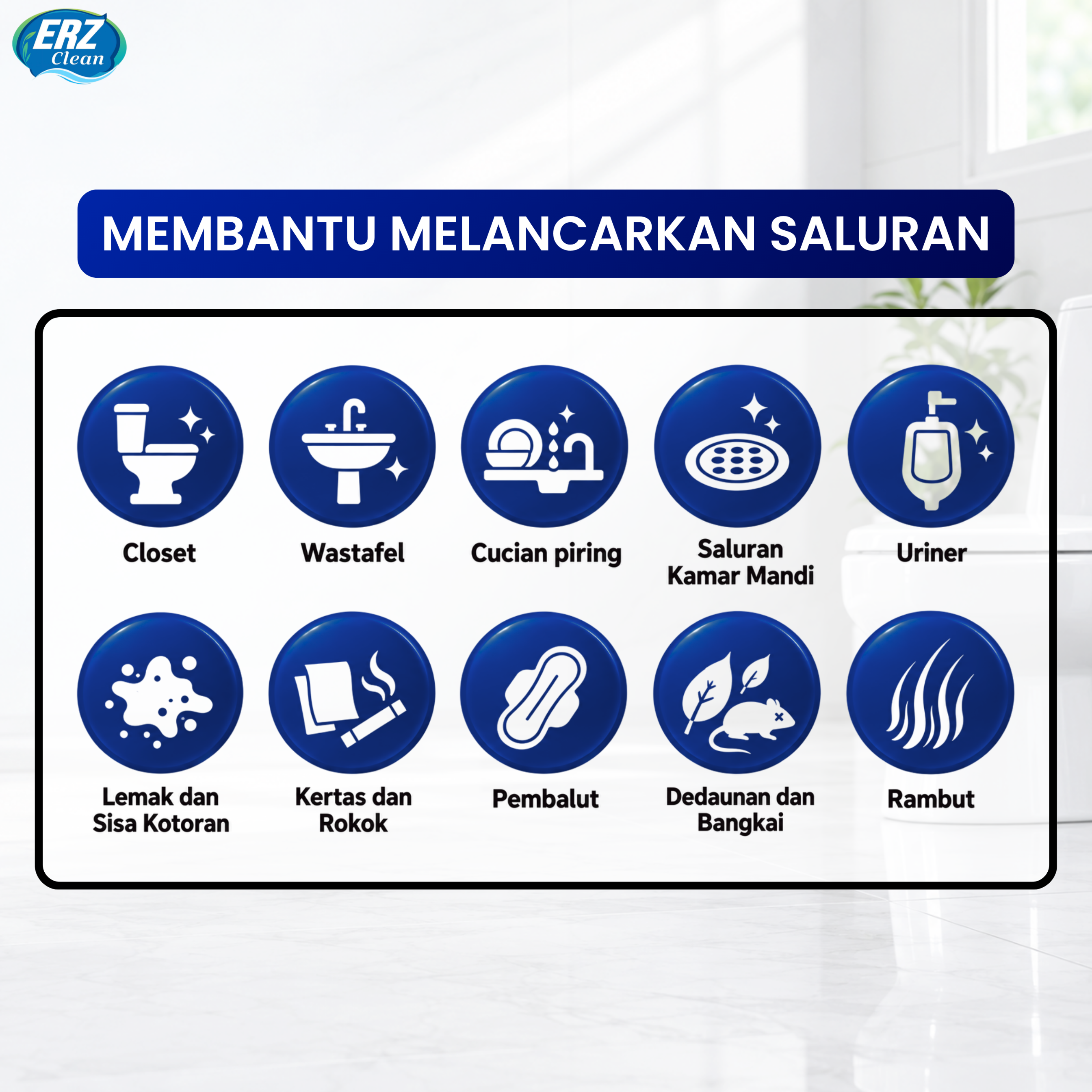 ERZ Clean Anti Sumbat Saluran Air Pipa Mampet 1000gr / 500gr – Melancarkan Sumbatan WC Wastafel Tempat Cuci Piring