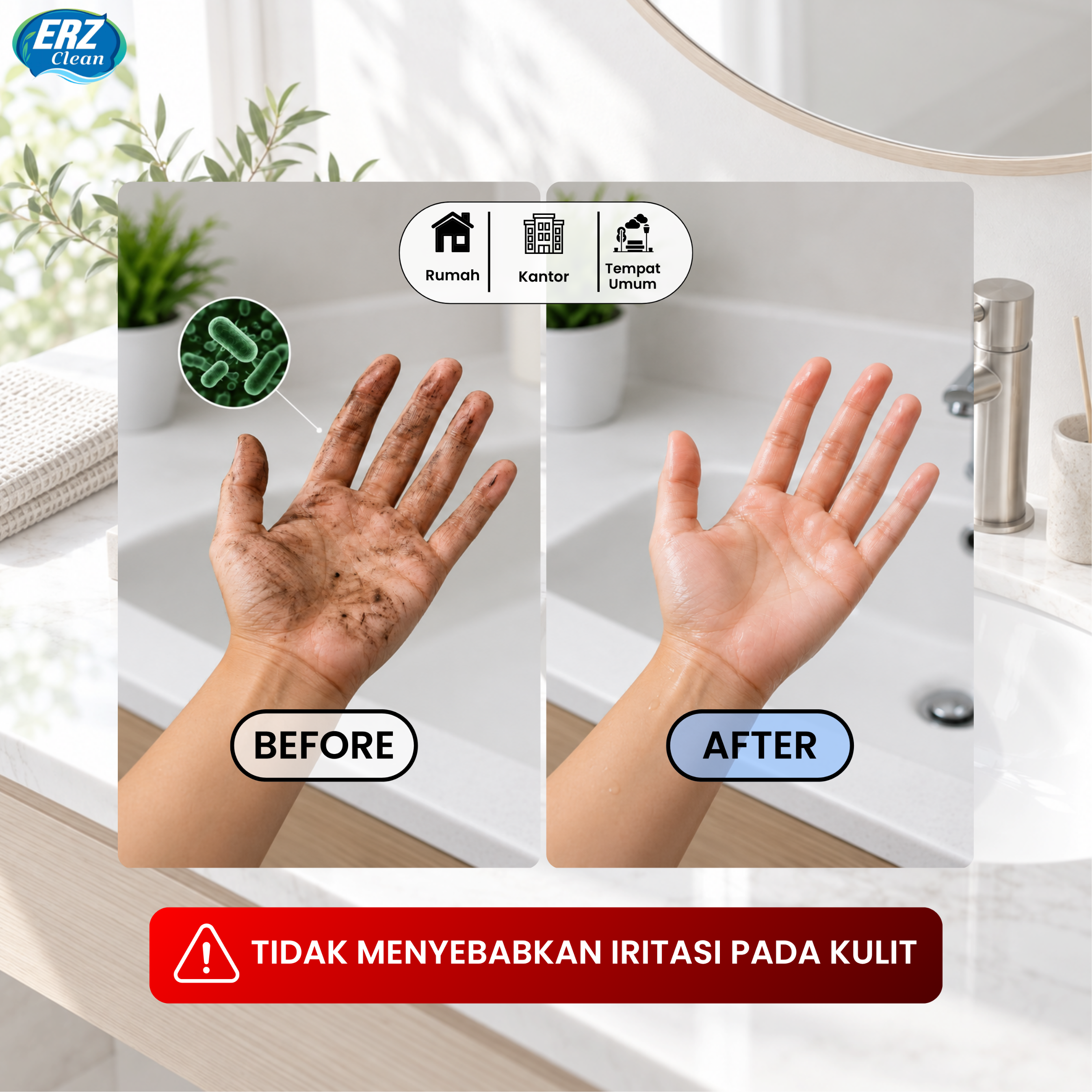 ERZ Clean Sabun Cuci Tangan Antibacterial Hand Soap 1000ml Wangi Segar