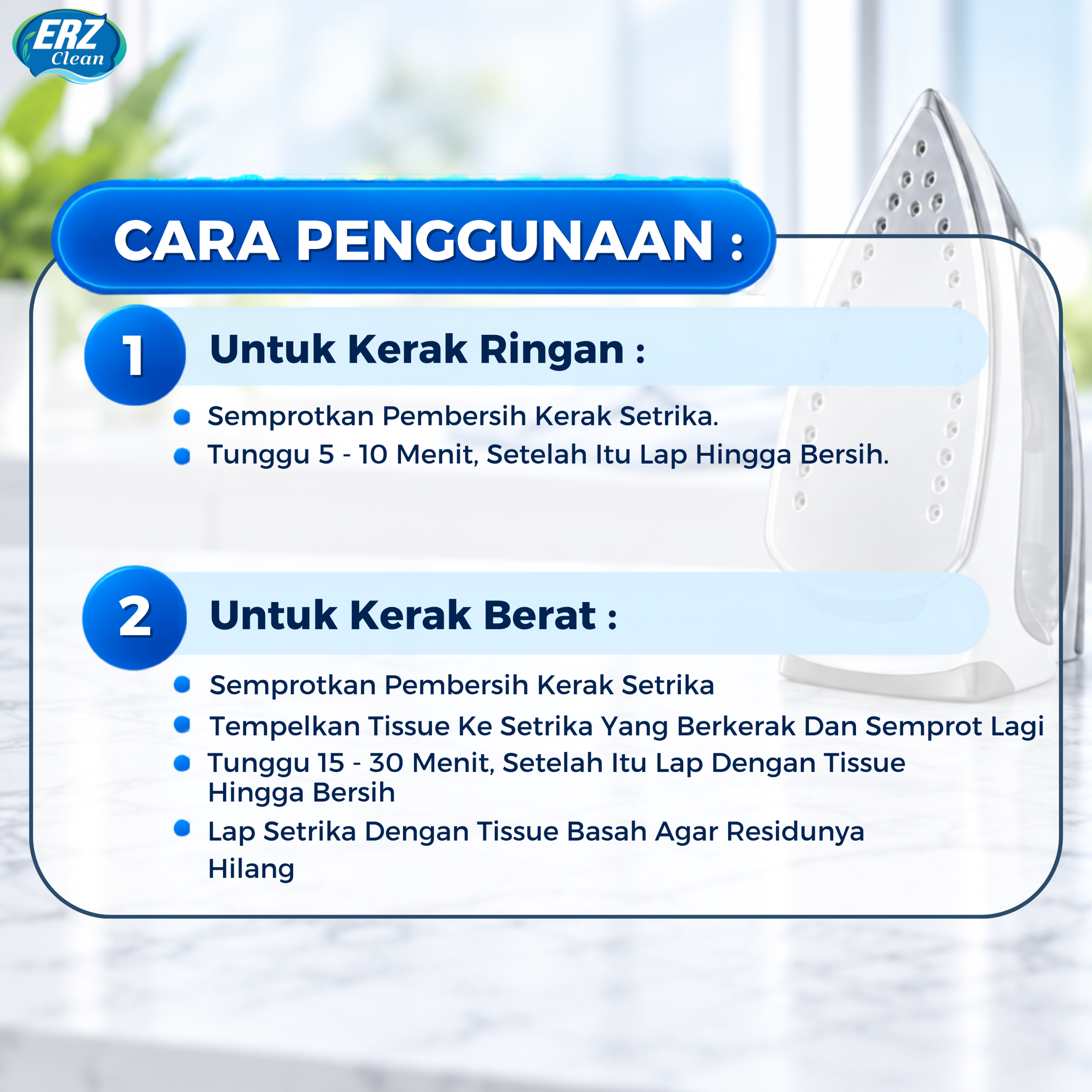ERZ Clean Pembersih Kerak Setrika Iron Cleaner 100ml 250ml Penghilang Noda Gosong