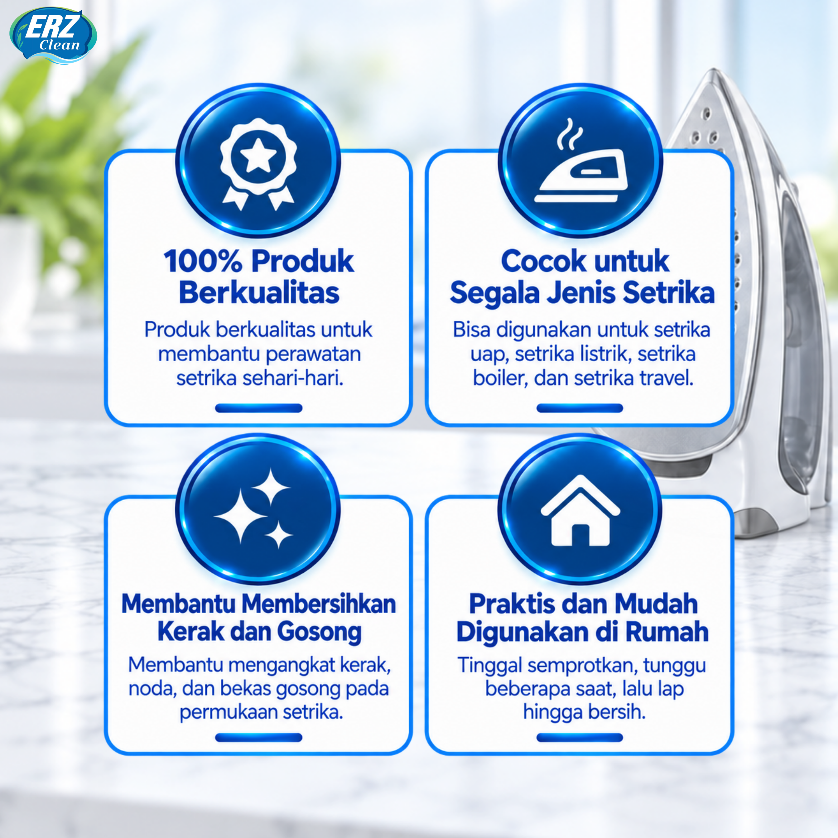 ERZ Clean Pembersih Kerak Setrika Iron Cleaner 100ml 250ml Penghilang Noda Gosong