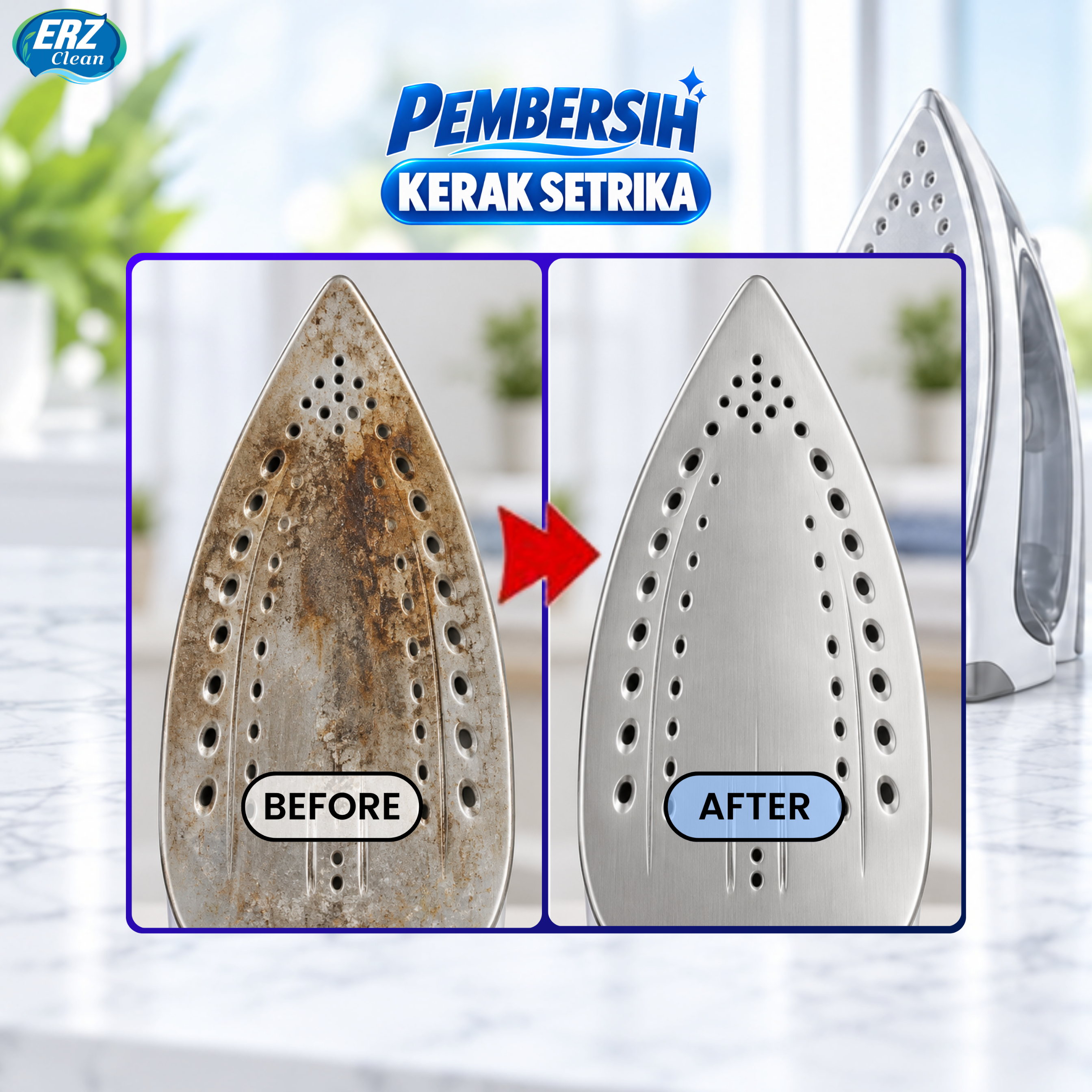 ERZ Clean Pembersih Kerak Setrika Iron Cleaner 100ml 250ml Penghilang Noda Gosong
