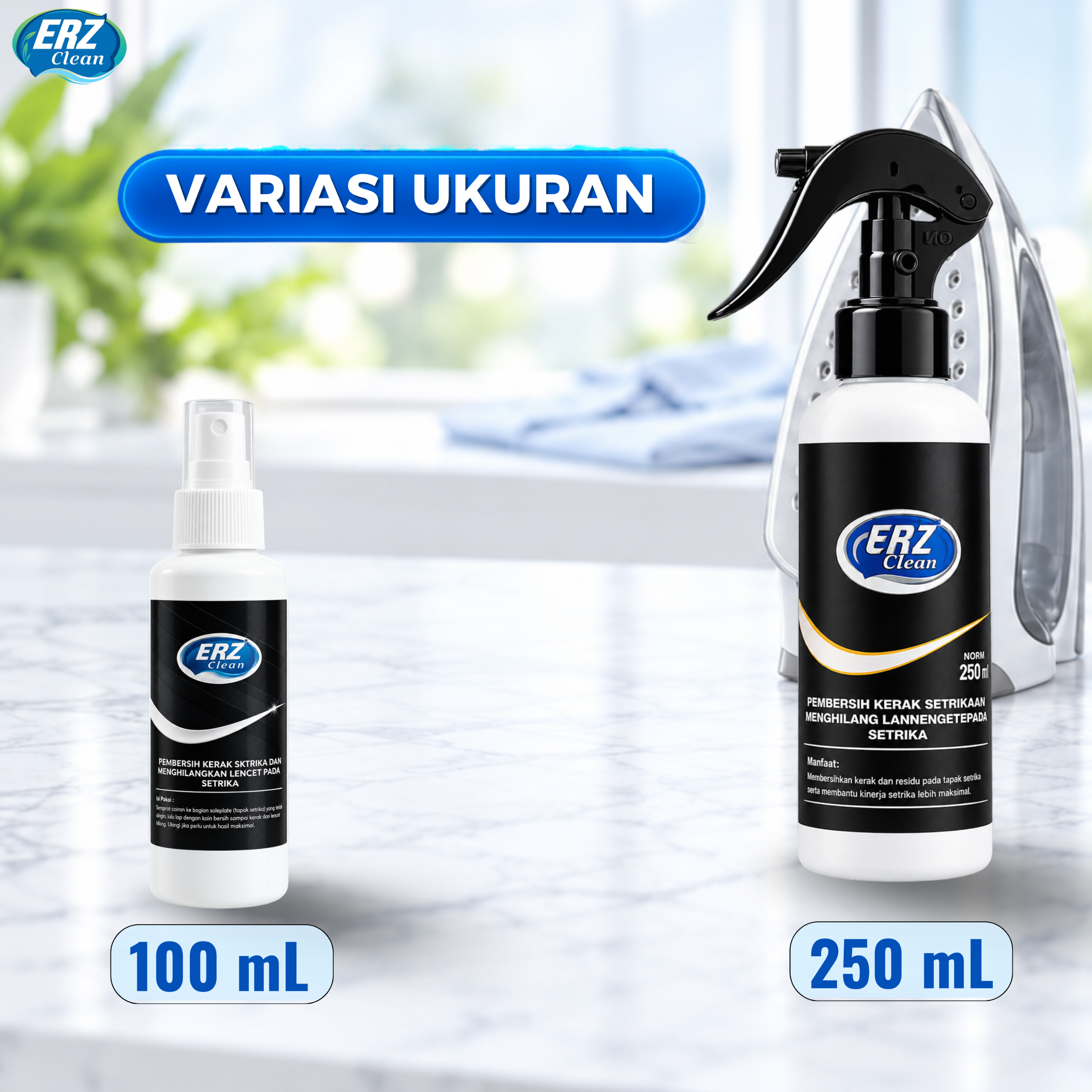 ERZ Clean Pembersih Kerak Setrika Iron Cleaner 100ml 250ml Penghilang Noda Gosong