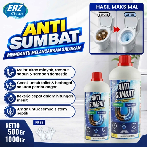 ERZ Clean Anti Sumbat Aman Pipa PVC Cairan Pembersih WC Wastafel Mampet