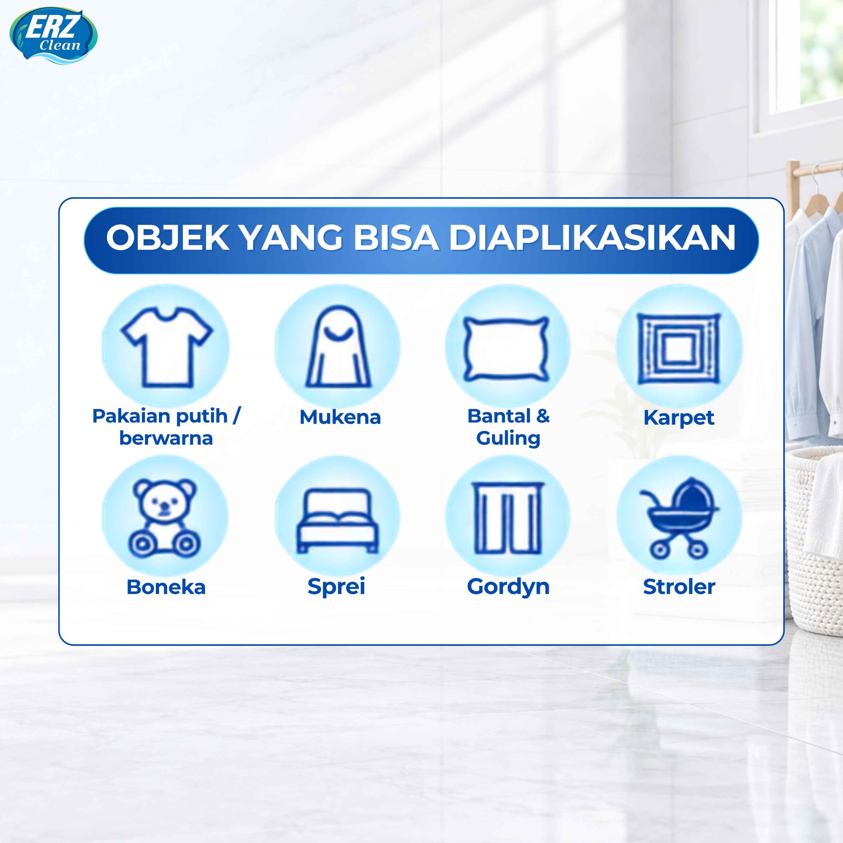 ERZ Clean Fabric Cleaner - Penghilang Noda Baju Bantal Mukenah Pencerah Warna - Membersihkan Baju Putih Berwarna Tanpa Melunturkan