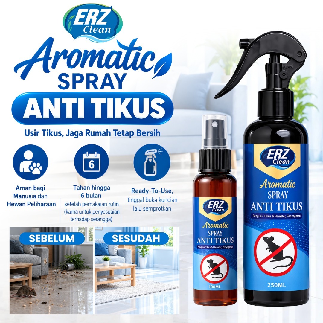 ERZ Clean Spray Pengusir Tikus Alami Formula Aromatic Ampuh Melindungi Rumah