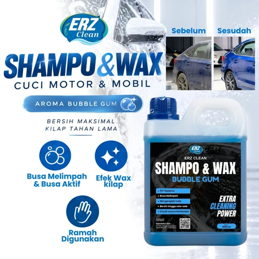 ERZ Clean Shampo Wax Motor Mobil Aroma Bubble Gum Busa Melimpah 1 Liter