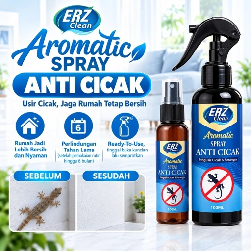 Spray Pengusir Cicak ERZ Clean 100ml / 250ml | Anti Cicak Aromatic Spray Ampuh & Tidak Beracun