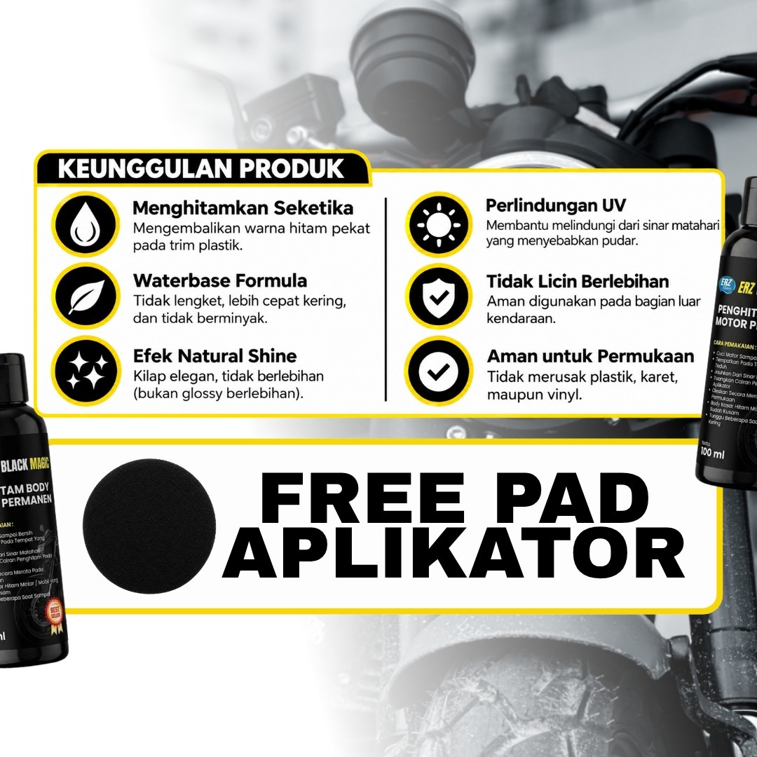 ERZ Clean Penghitam Body Motor Mobil Permanent Waterbased Trim Hitam Doff