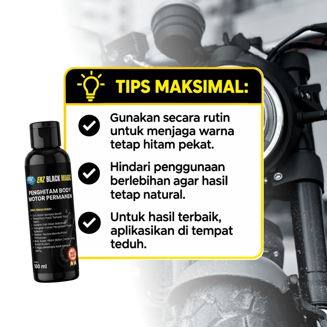 ERZ Clean Penghitam Body Motor Mobil Permanent Waterbased Trim Hitam Doff