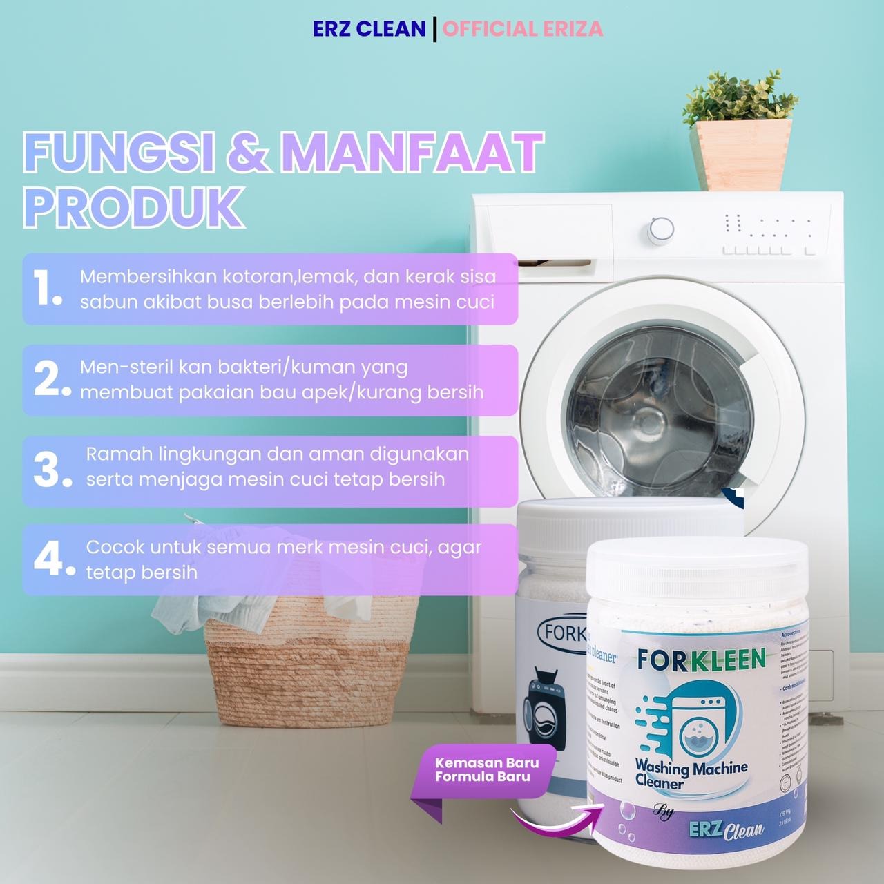 ERZ Clean Forkleen Pembersih Mesin Cuci Deterjen Tabung Semua Merek 250gr 500gr