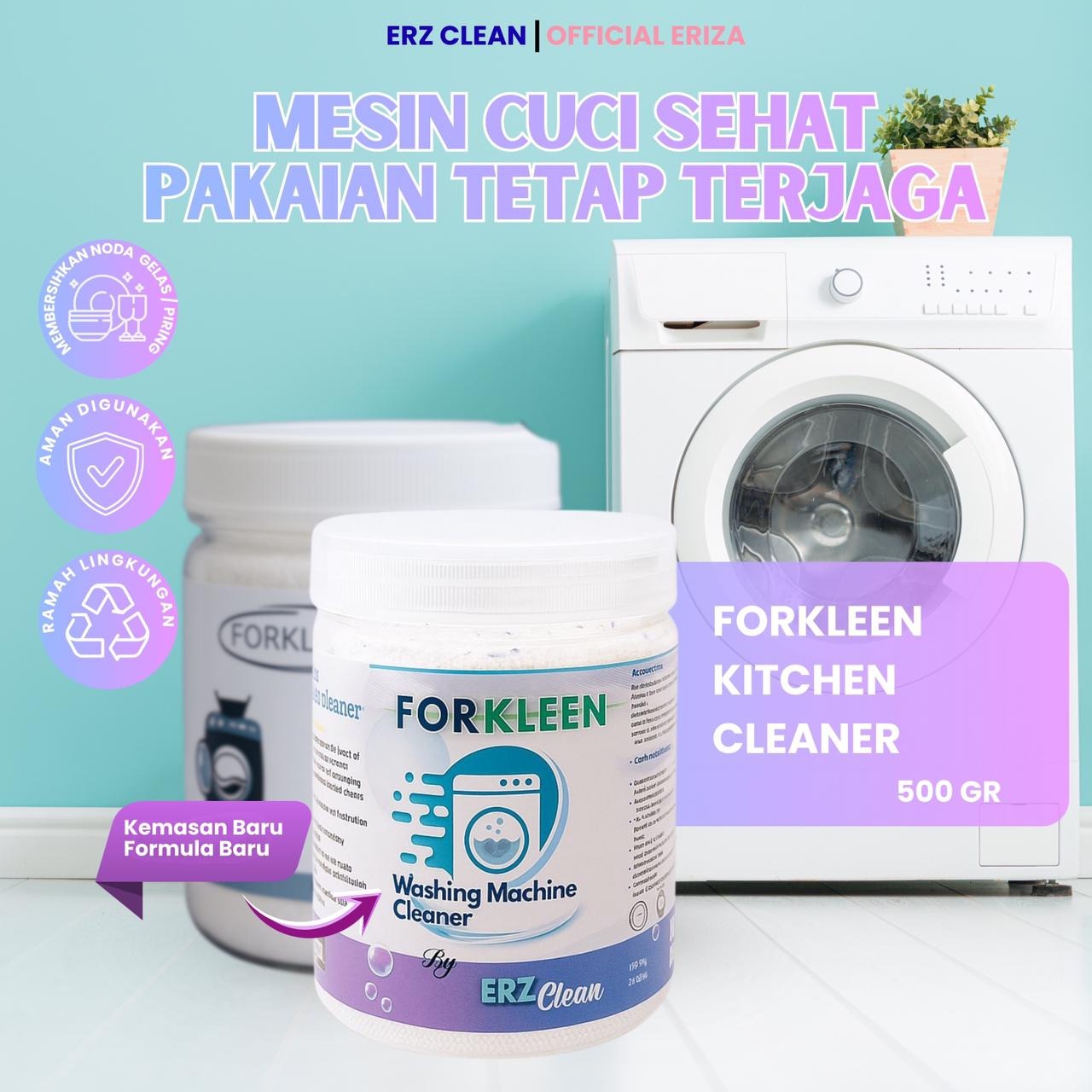 ERZ Clean Forkleen Pembersih Mesin Cuci Deterjen Tabung Semua Merek 250gr 500gr