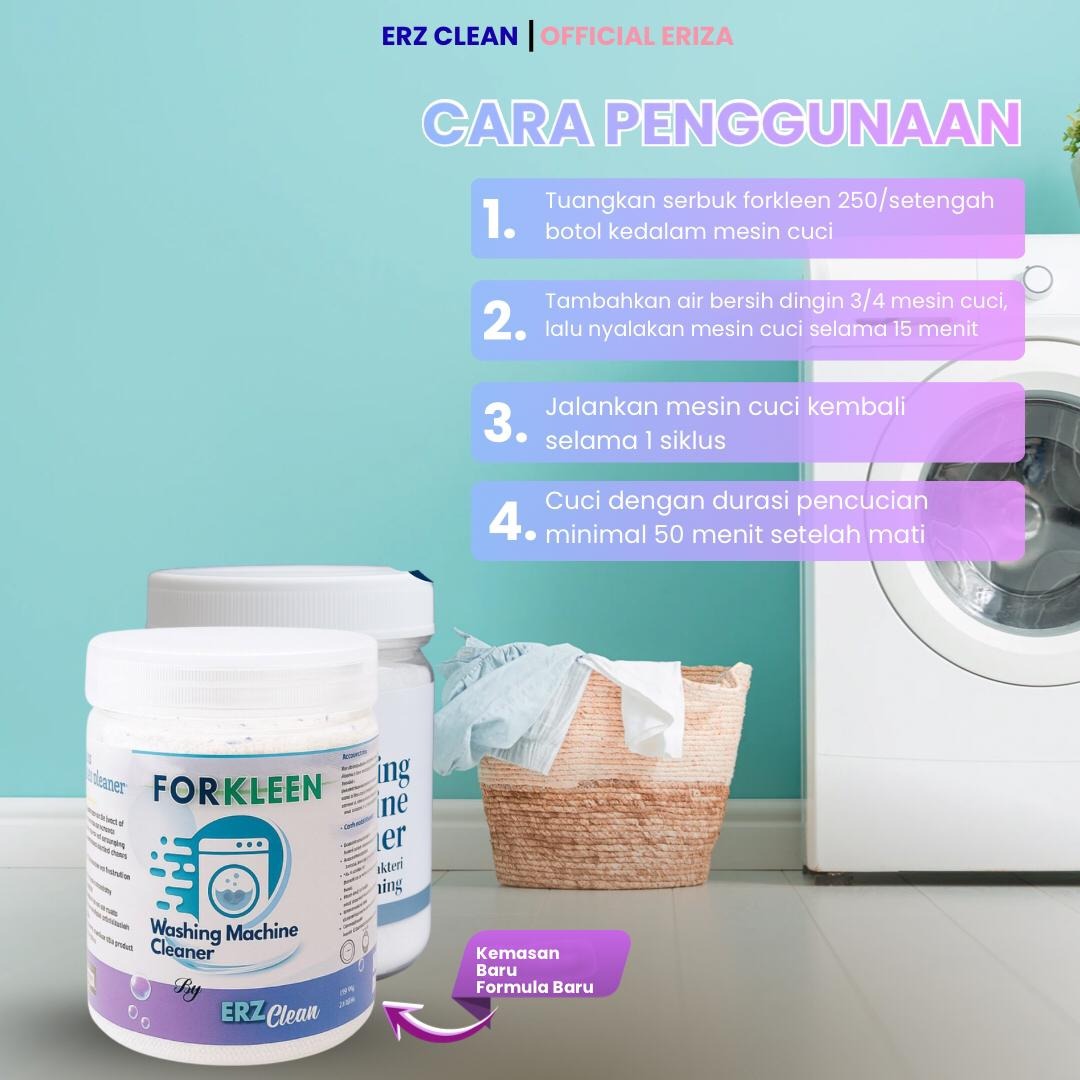 ERZ Clean Forkleen Pembersih Mesin Cuci Deterjen Tabung Semua Merek 250gr 500gr