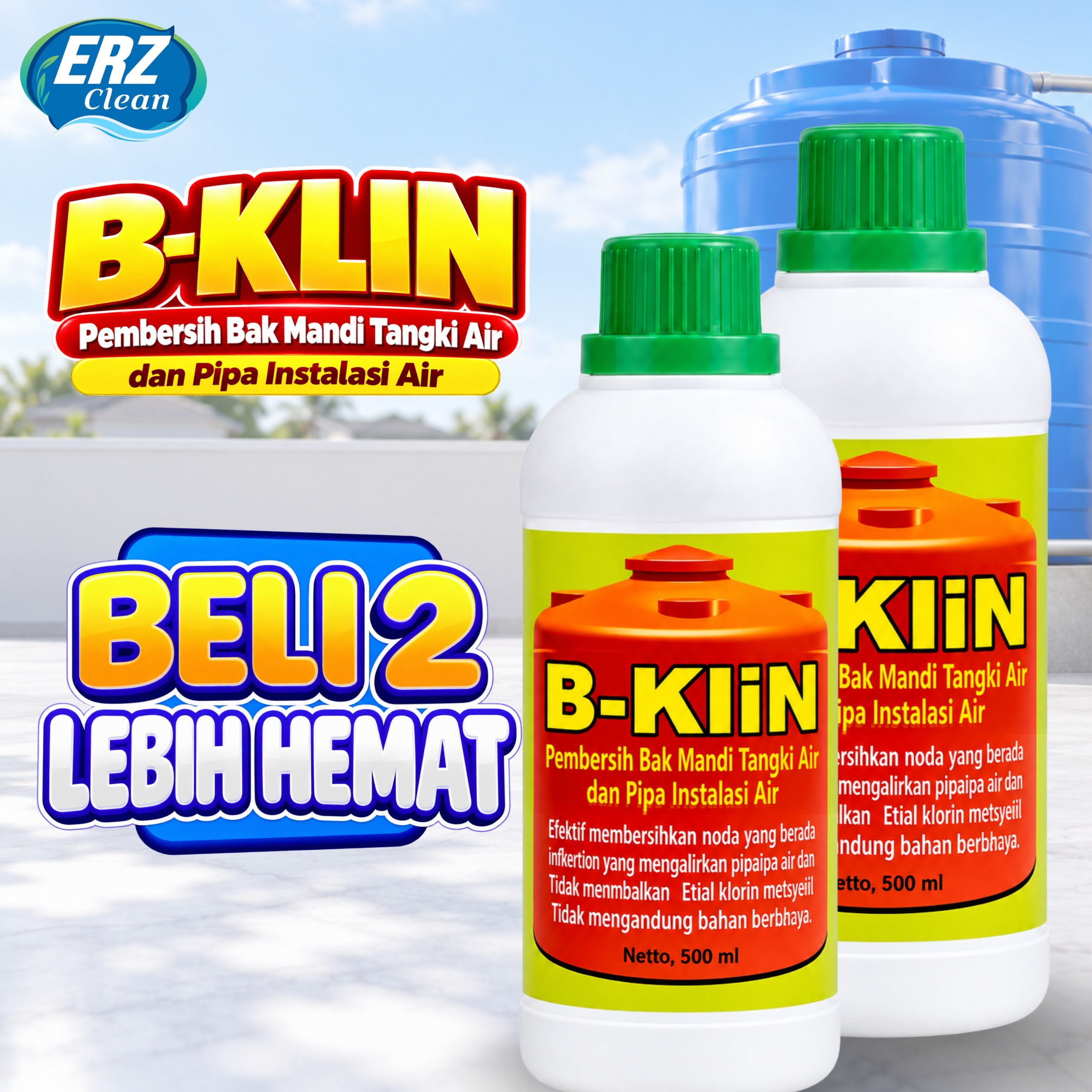 ERZ Clean BKlin Cairan Pembersih Toren Tandon Tangki Saluran Air 500ml