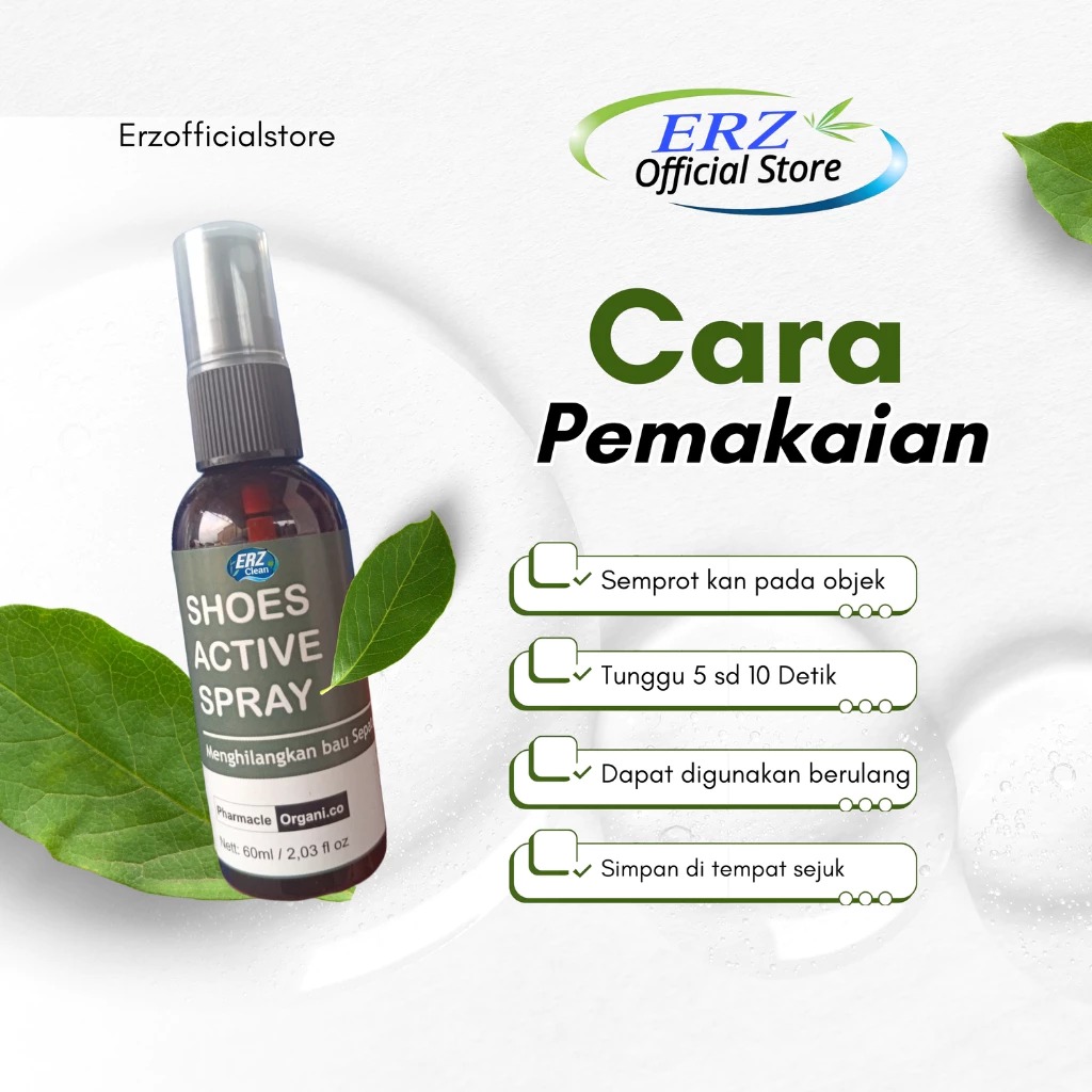 ERZ Clean Shoes Active Spray Parfum Sepatu Anti Bakteri Penghilang Bau 60ml