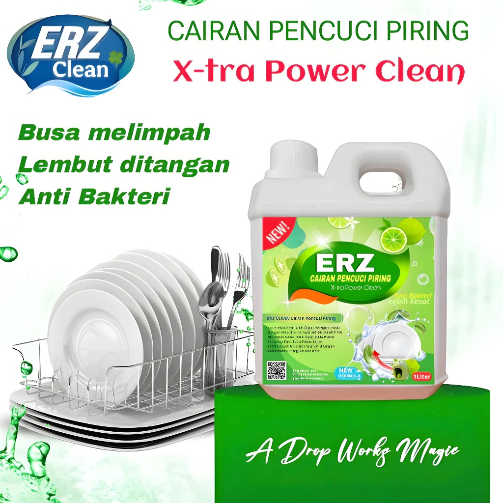 ERZ Clean Sabun Cuci Piring Jeruk Nipis 1 Liter Hilangkan Lemak Ampuh