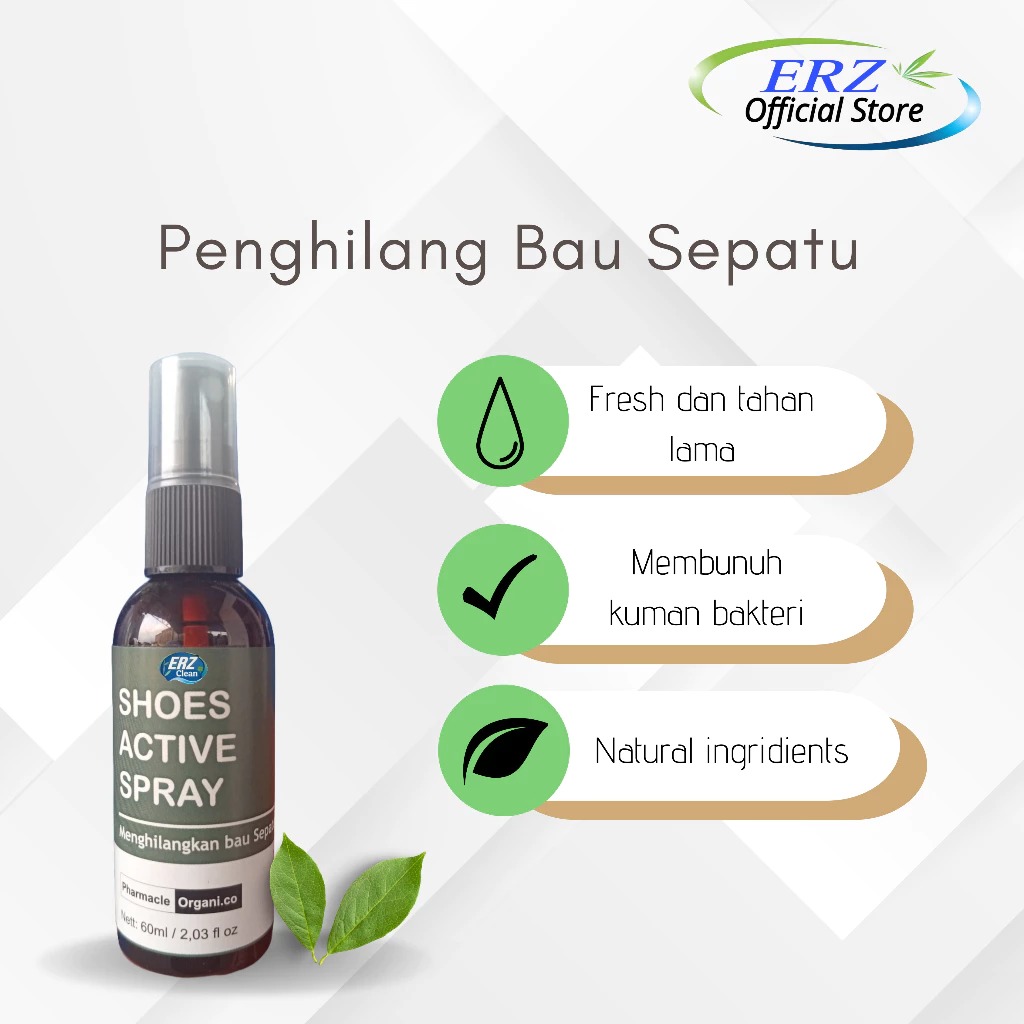 ERZ Clean Shoes Active Spray Parfum Sepatu Anti Bakteri Penghilang Bau 60ml