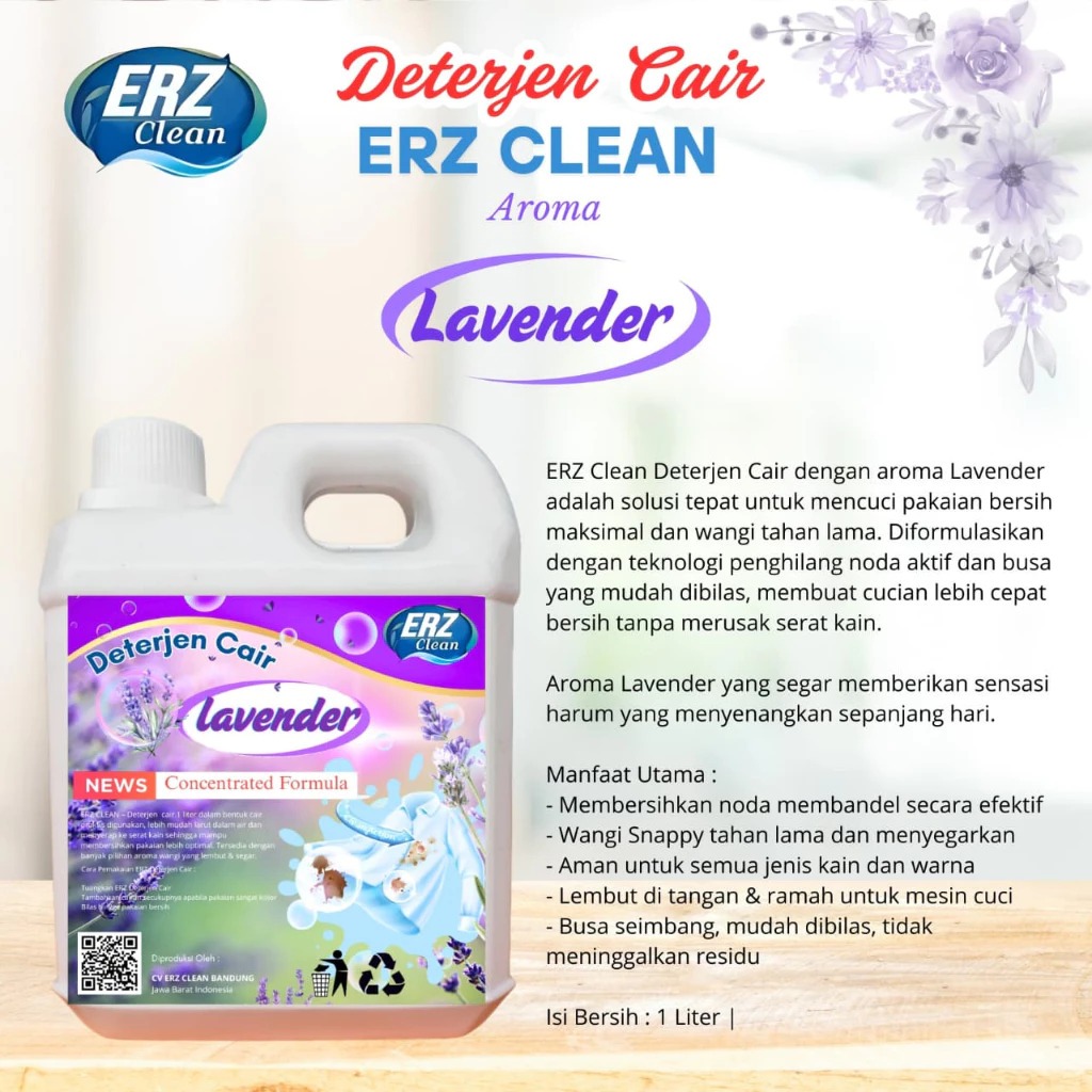 ERZ Clean Deterjen Cair Laundry 1 Liter – Ampuh Angkat Noda Membandel & Wangi Tahan Lama