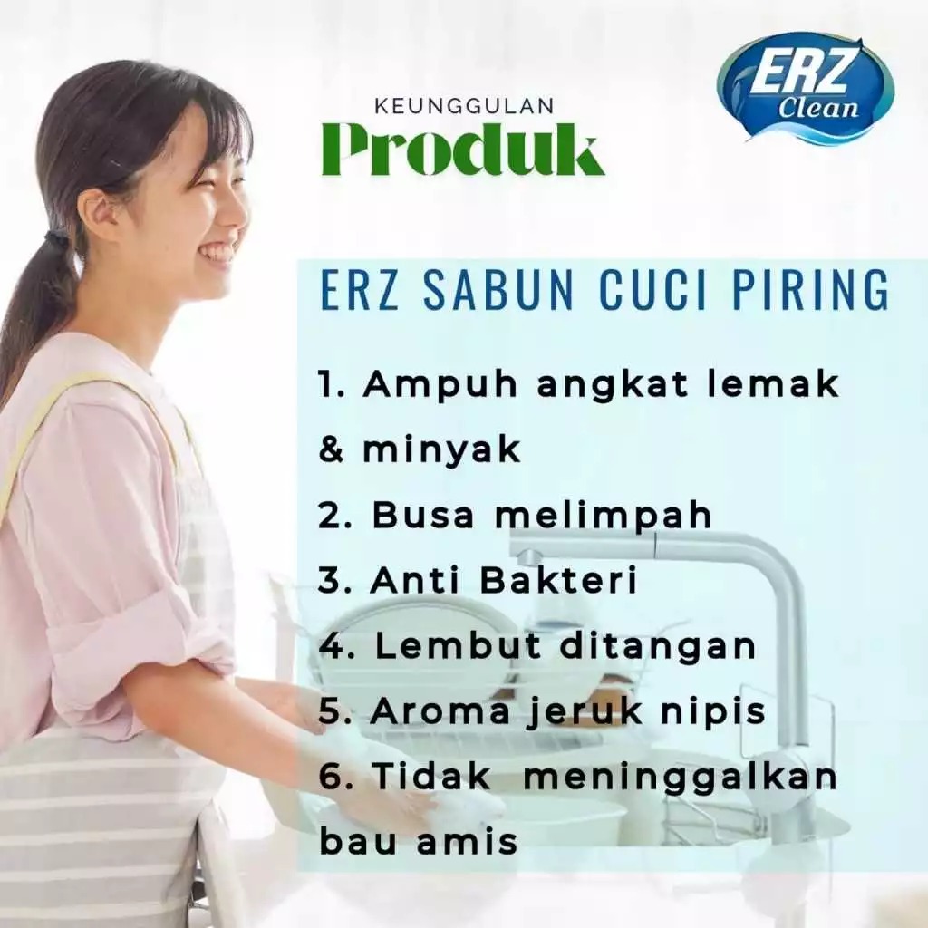 ERZ Clean Sabun Cuci Piring Jeruk Nipis 1 Liter Hilangkan Lemak Ampuh