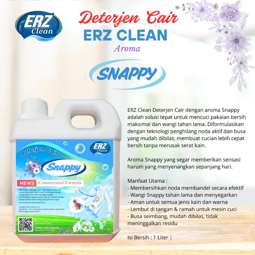 ERZ Clean Deterjen Cair Laundry 1 Liter – Ampuh Angkat Noda Membandel & Wangi Tahan Lama